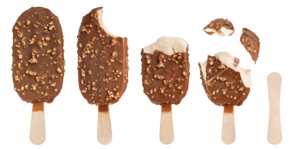 istock Vanilla ice cream with chocolate icing without different pieces on a white isolated background. Ice cream close-up. 1771252218