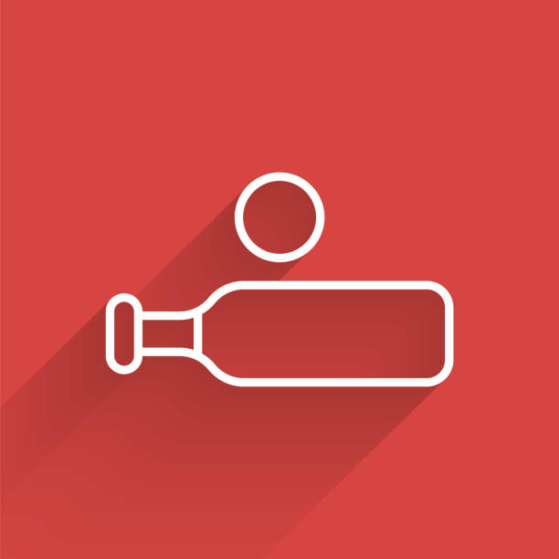 White line Wood cricket bat and ball icon isolated with long shadow. Vector White line Wood cricket bat and ball icon isolated with long shadow. Vector. baseball-scorecard stock illustrations