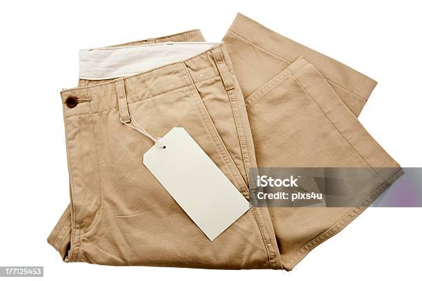 Khaki Trousers With Tagging Stock Photo - Download Image Now - Pants, Dress, Khaki