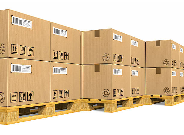 istock Stacks of cardboard boxes on shipping pallets 177126520