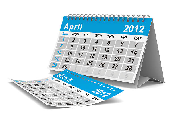 2012 年カレンダーます。4 月です。絶縁 3 d 画像 - april 2012 calendar year ストックフォトと画像