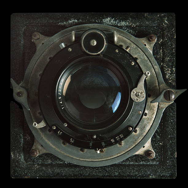 Vintage camera lens stock photo