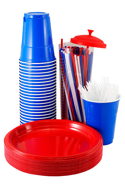 피크닉 항목 - disposable cup cup stack blue 뉴스 사진 이미지