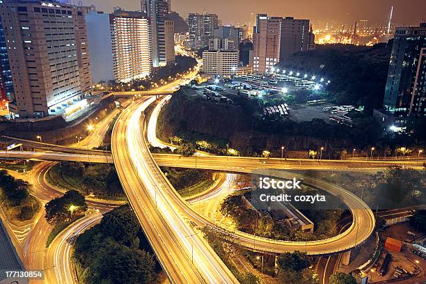 Cavalcavia Ay Notte - Fotografie stock e altre immagini di Hong Kong - Hong Kong, Raccordo autostradale, Strada sopraelevata