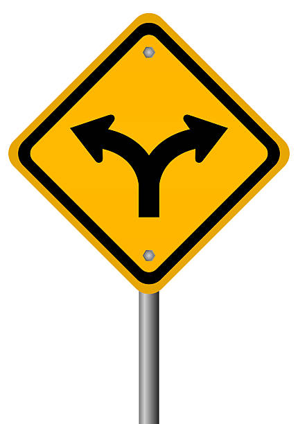 Fork in the road sign isolated on white background