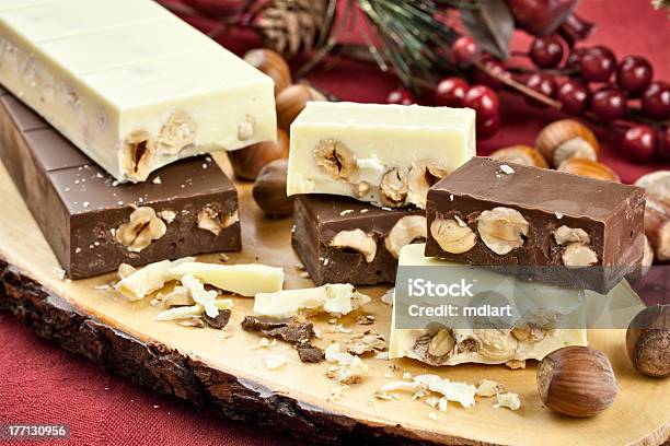 White And Dark Nougat Stock Photo - Download Image Now - Nougat, Chocolate, Almond