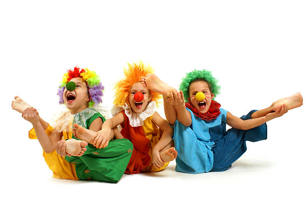 Funny clowns stock photo