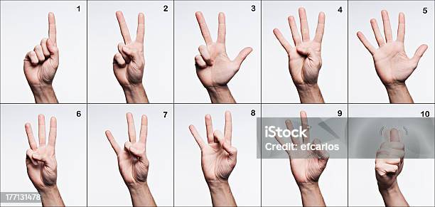 Lenguaje De Signos Norteamericano Números De 1 A 10 Foto de stock y más banco de imágenes de Lenguaje de signos