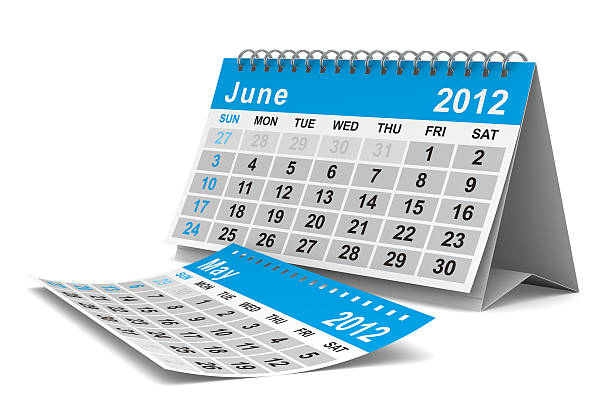 2012 jahr kalender. juni. isolierte 3d-bild - year 2012 stock-fotos und bilder