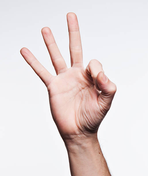 Number nine on American sign Language Alphabet stock photo
