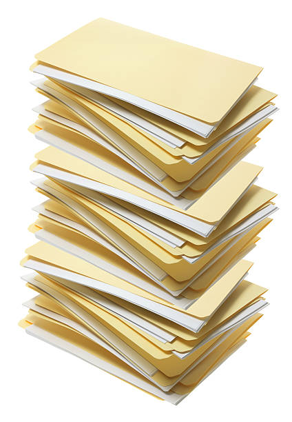 pile de manille dossiers - stack file paper document photos et images de collection