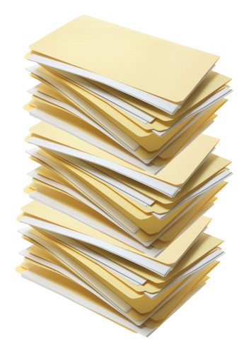Stack of Manila File Folders on White Background