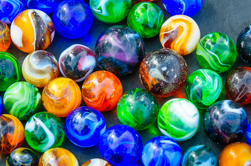 Three Perfect Marbles, Glass Balls, Green, Red, Blue, Clipping Path is included, background is pure white.