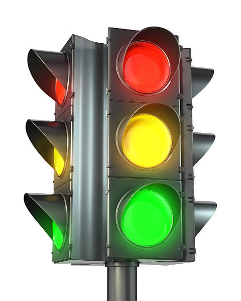 istock Four sided traffic light with red, yellow and green 177132778