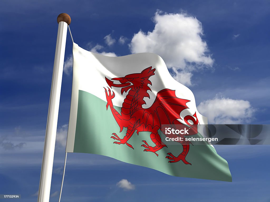 Bandeira de Gales, com Traçado de Recorte - Foto de stock de Bandeira royalty-free