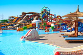 Kids waterpark and a swimming pool