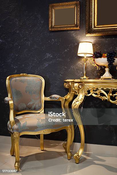 Table With Fruit Stock Photo - Download Image Now - Armchair, Kitsch, Antique