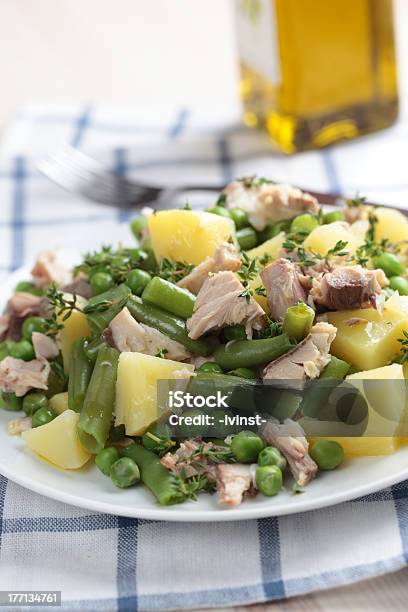 Tuna And Potato Salad Stock Photo - Download Image Now - Green Bean, Prepared Potato, Tuna - Seafood