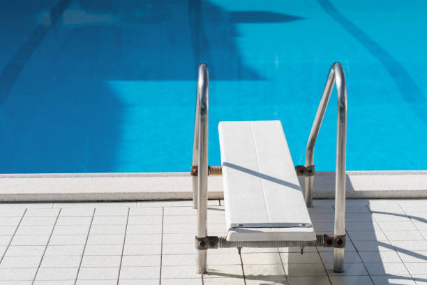 istock Grab bars ladder in the blue swimming pool 1771348139