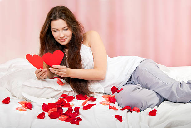 Girl with a valentine stock photo