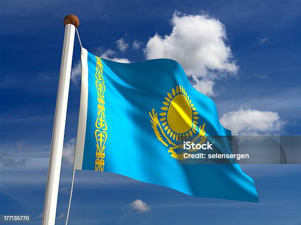 Kasachstan Flagge With Clipping Path Stockfoto und mehr Bilder von Bach - Bach, Clipping Path, Computergrafiken