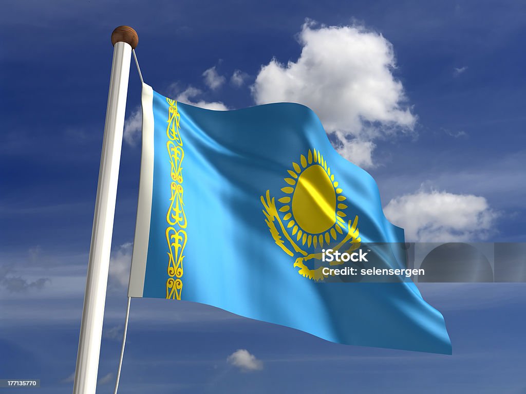 Bandiera del Kazakistan (con clipping path - Foto stock royalty-free di Ambientazione esterna