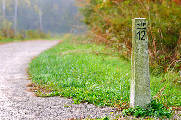 mile marker - markierung stock-fotos und bilder