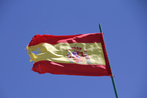 Spain Flag High Details Wavy Background