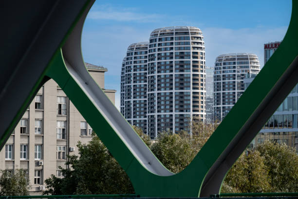 Sky Park towers in Bratislava stock photo