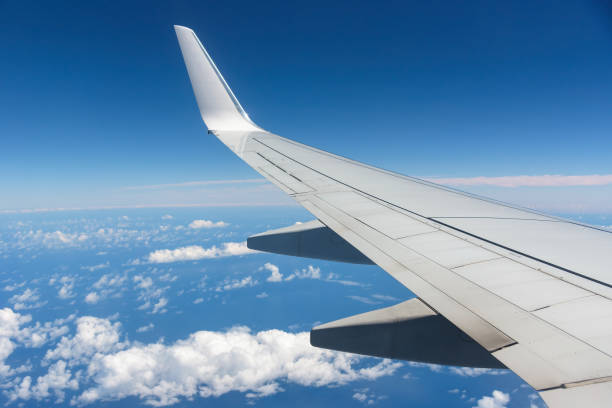 istock Aircraft wing against blue sky 1771383133