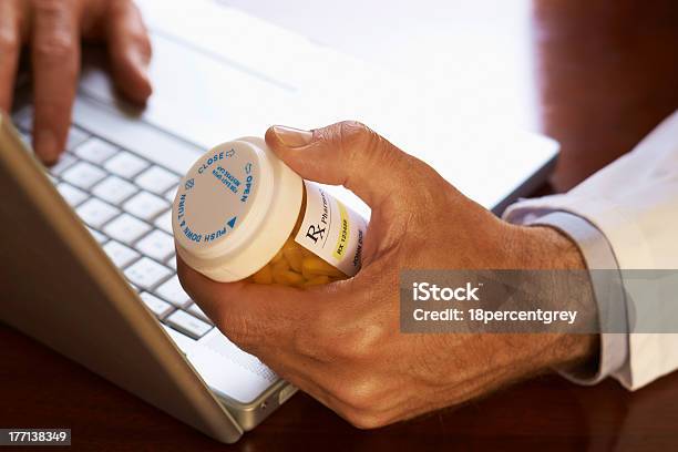Online Doctor Prescription Stock Photo - Download Image Now - Rx, Telemedicine, Computer
