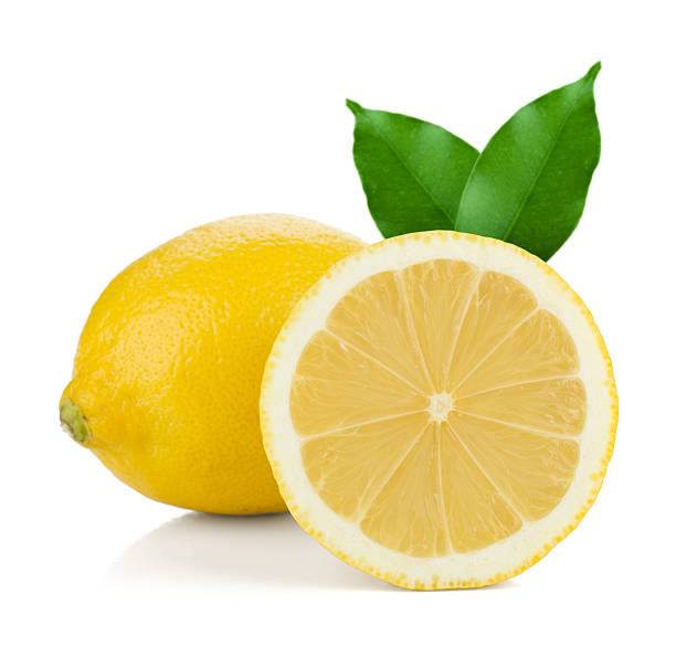 istock Ripe whole and halved lemon isolated on white background 177139201