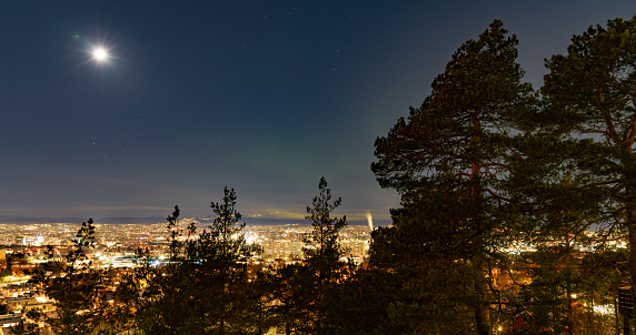 Weak aurora borealis over Oslo, Norway