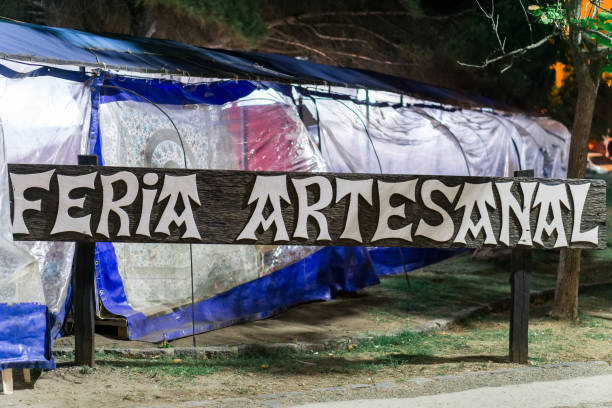 Necochea, Buenos Aires, Argentina. January 31, 2021. Open-air craft fair, on the night of Necochea.