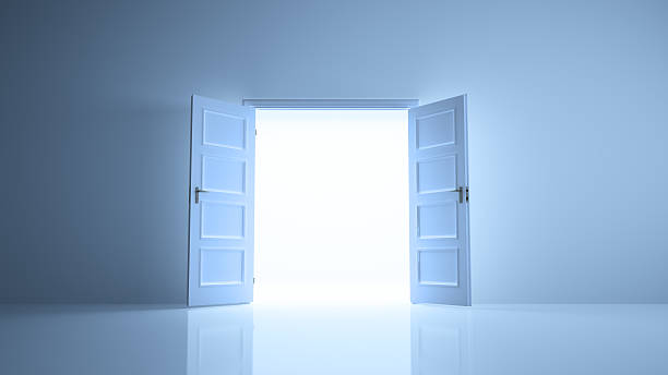 istock Abstract room with open doors 177140459