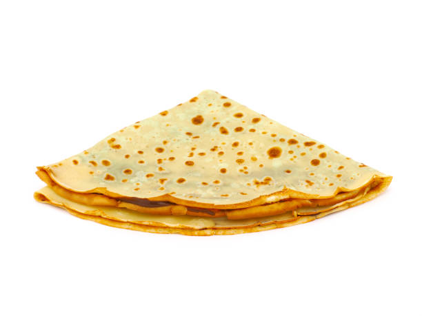 istock Homemade chocolate crepes isolated on white background 1771409717