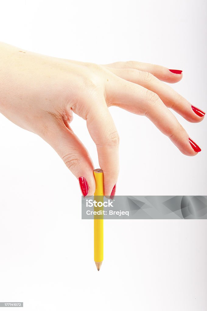 Feminino mão com vermelho as unhas pintadas - Royalty-free Adulto Foto de stock