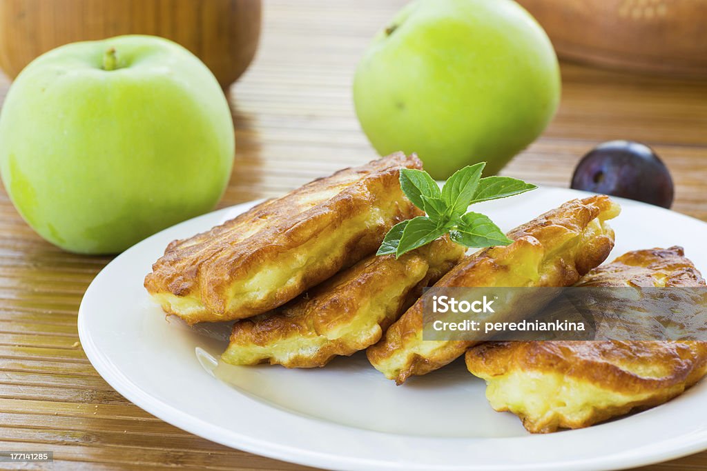 pancakes with apples sweet pancakes with apples on a plate Apple - Fruit Stock Photo