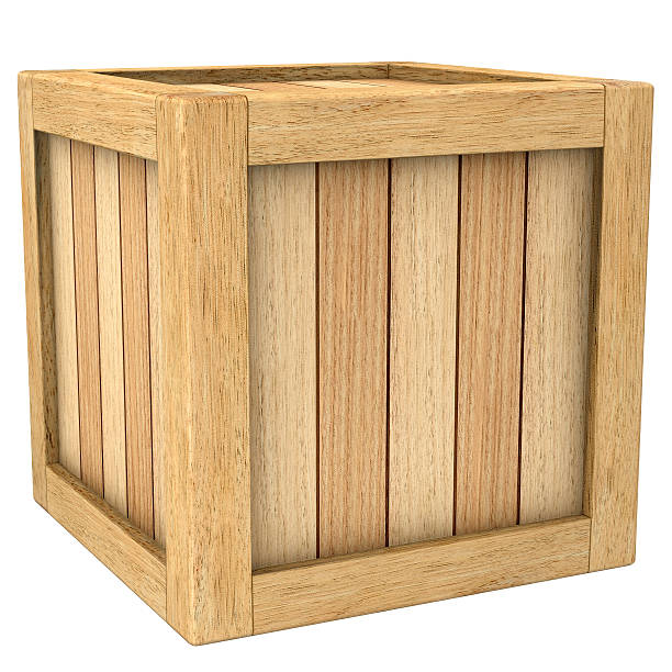 istock Three dimensional image of wooden box close up isolated. 177141505