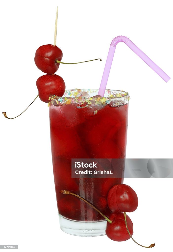 Frucht-cocktail mit cherry und Eiswürfel in ein Glas - Lizenzfrei Cocktail Stock-Foto