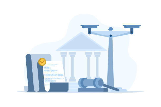 illustrations, cliparts, dessins animés et icônes de concepts de droit et de justice, documents juridiques, cabinets d’avocats et services juridiques, services aux avocats, personnes à la recherche de conseils juridiques, consultations professionnelles d’avocats juridiques, consultants juridiques. illus - législation