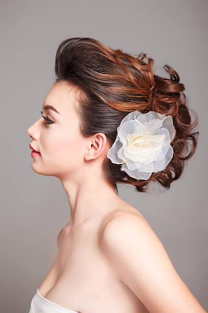 istock Side profile of a bride with wedding hair done 177143391