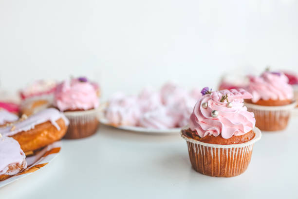 istock Set of sweets, cupcakes, eclairs and marshmallows, festive candy bar 1771449915