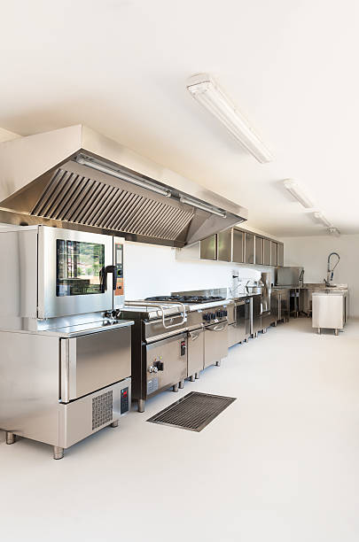 istock Interior look of a professional kitchen with stainless steel 177145730