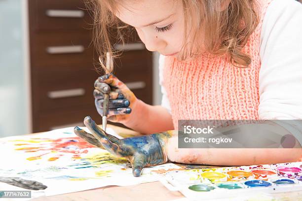 Drawing By Paints Stock Photo - Download Image Now - 12-17 Months, 2-3 Years, Art And Craft