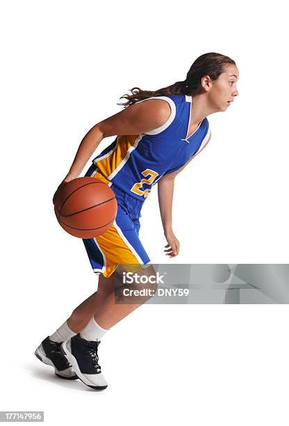 Dribbeln Basketball Stockfoto und mehr Bilder von Basketballspieler - Basketballspieler, Basketball, Weißer Hintergrund