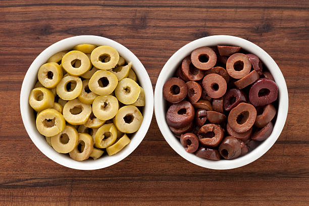 Green and black sliced olives