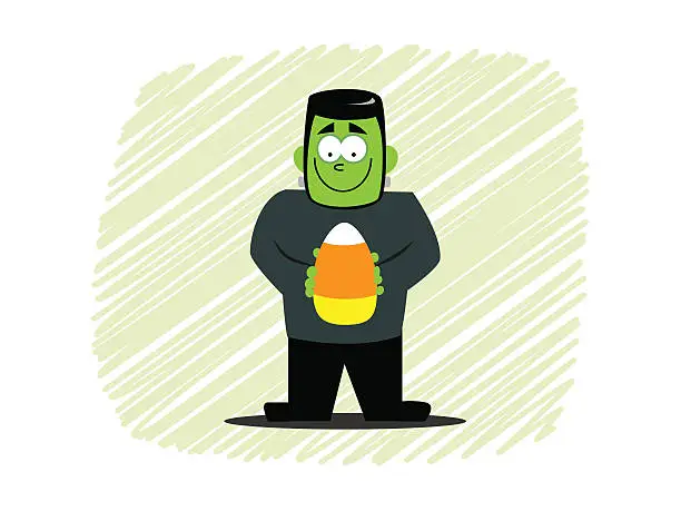 Vector illustration of Frankenstein’s Candy Corn