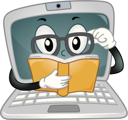 Computer Reading Please Computer Reading Book Stock Illustration - Download Image Now - Book ...