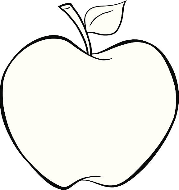 Czarny i biały kreskówka, Apple – artystyczna grafika wektorowa